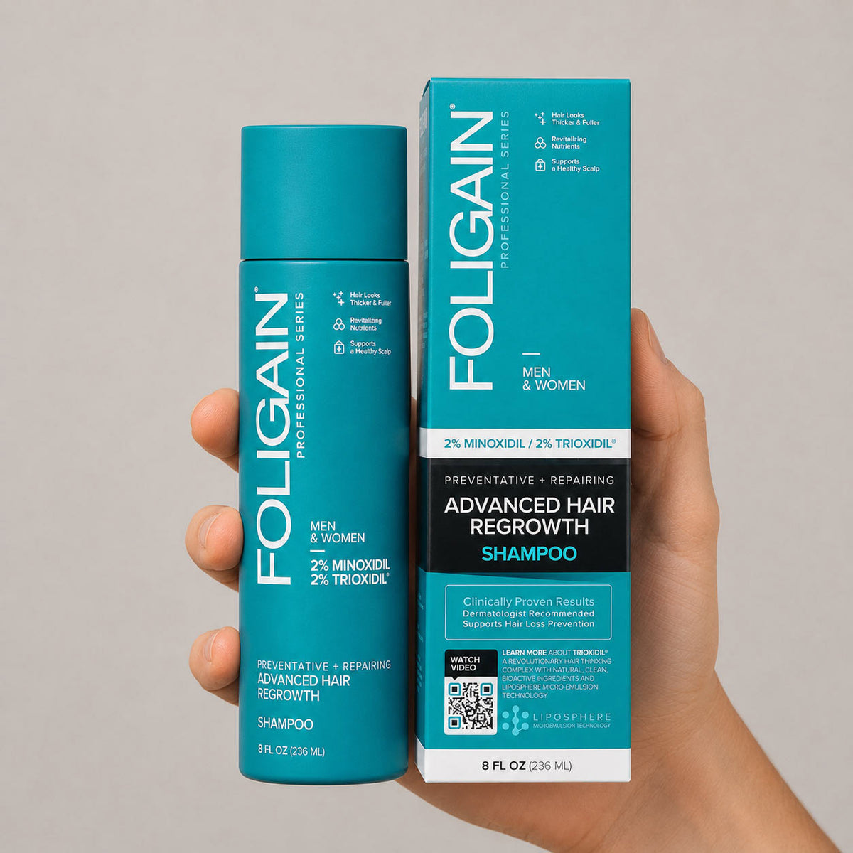 FOLIGAIN® Geavanceerde Shampoo voor Haarhergroei Minoxidil 2% + TRIOXI