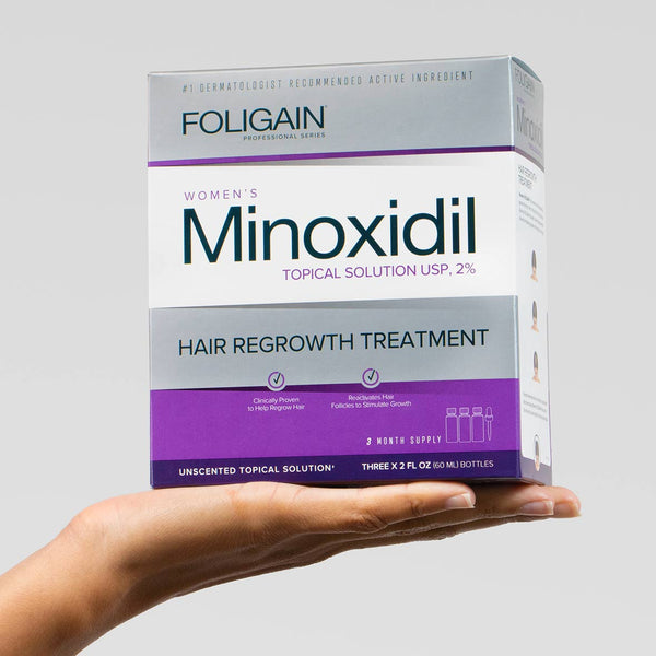 FOLIGAIN Minoxidil 2% haargroeibehandeling voor vrouwen, voorraad van 6 maanden
